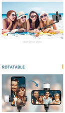 Tripé Selfie Stick com Luz LED e Bluetooth - Suporte Celular Portátil