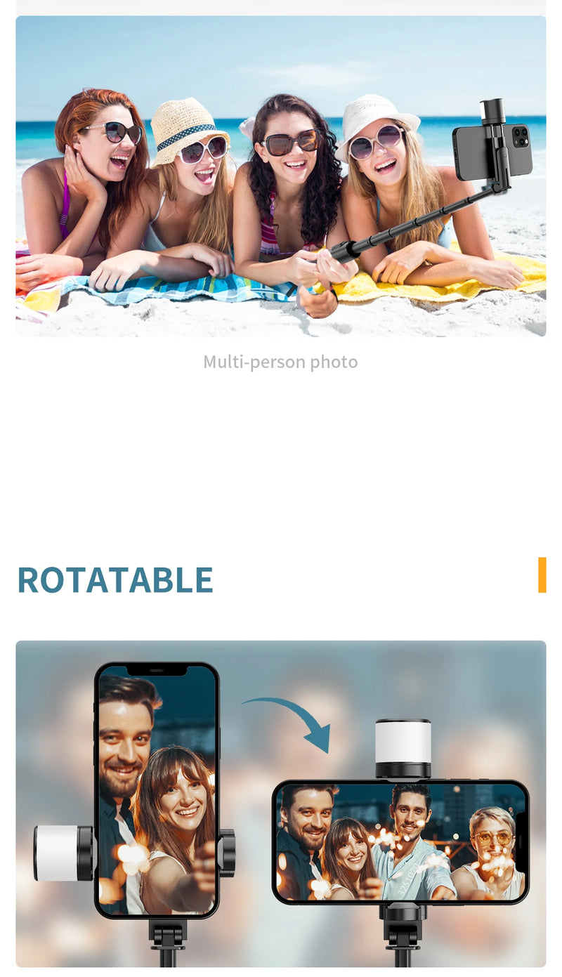 Tripé Selfie Stick com Luz LED e Bluetooth - Suporte Celular Portátil