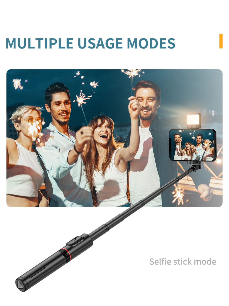 Tripé Selfie Stick com Luz LED e Bluetooth - Suporte Celular Portátil