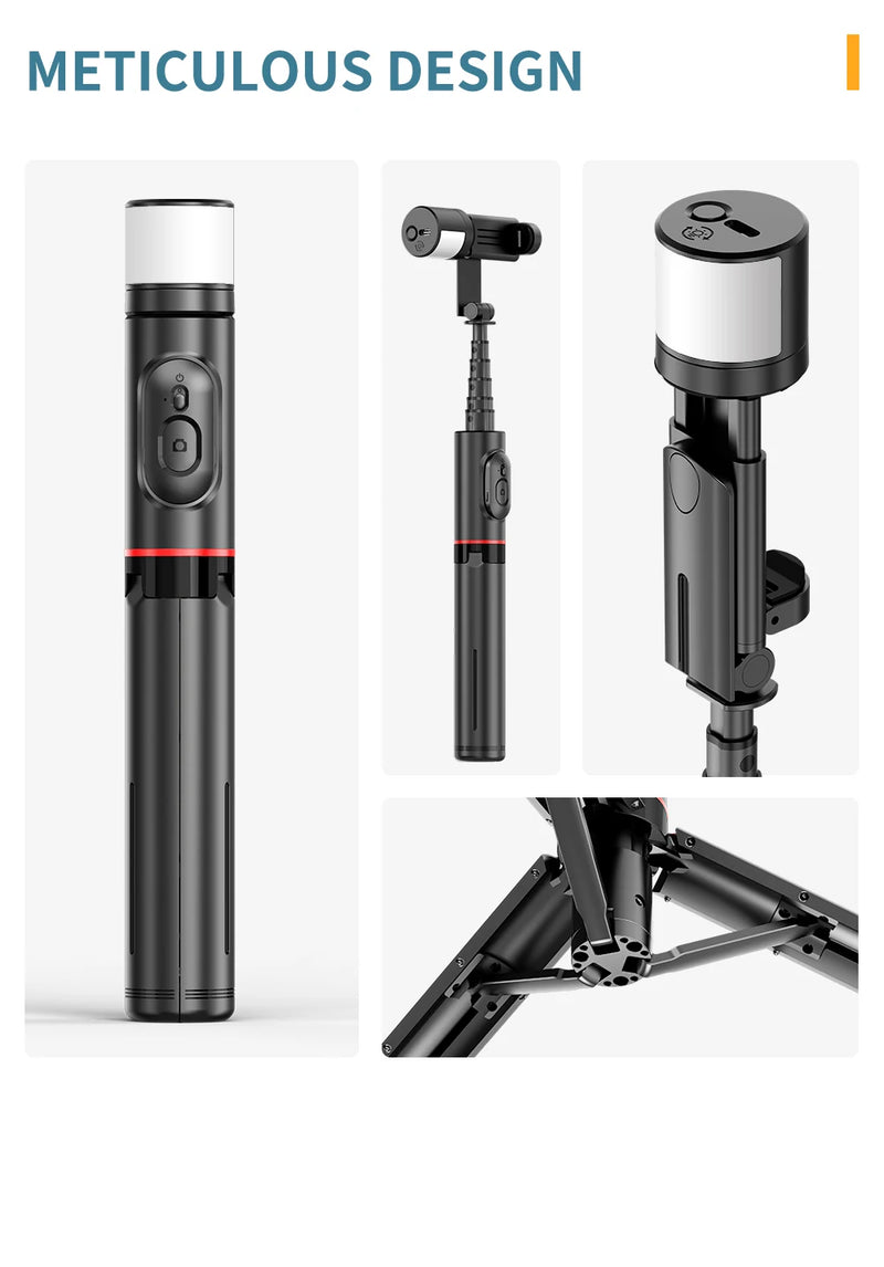 Tripé Selfie Stick com Luz LED e Bluetooth - Suporte Celular Portátil