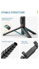 Tripé Selfie Stick com Luz LED e Bluetooth - Suporte Celular Portátil