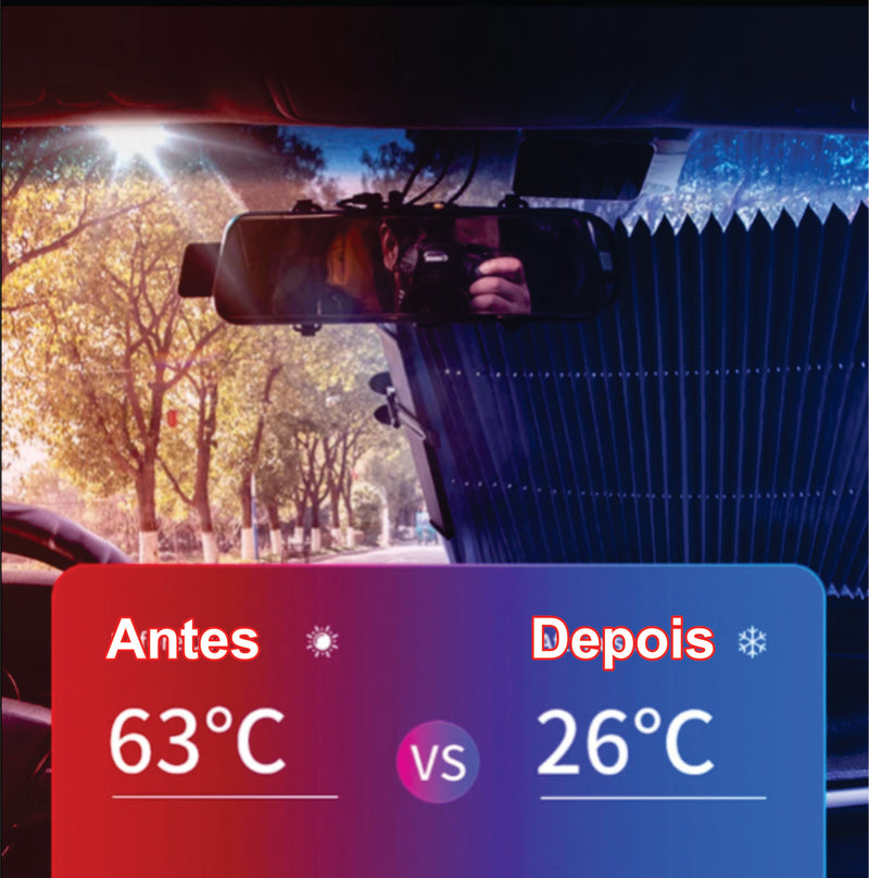 Cortina para-sol protetor de painel fixo no para-brisa do carro, conjunto retrátil sanfonado, película reflexiva UV,  automotivo