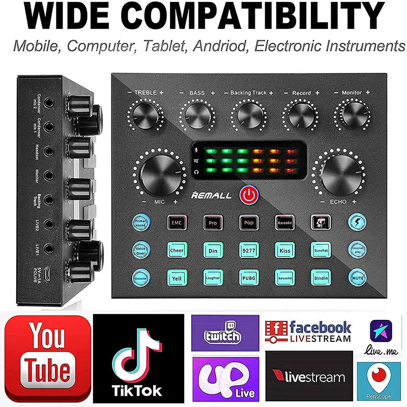 Kit Profissional V8S - Sound Card Mixer BM800 Lives Podcast