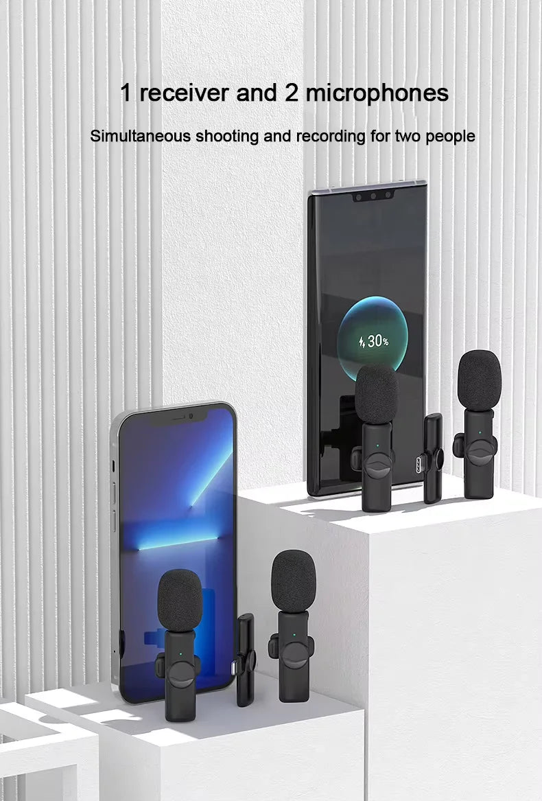 Microfone de lapela duplo para celular sem fio iphone android tipo c cor android Woosh Premium