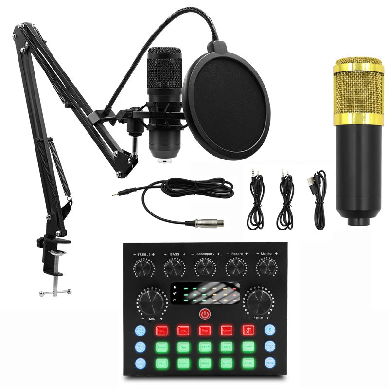 Kit Profissional V8S - Sound Card Mixer BM800 Lives Podcast