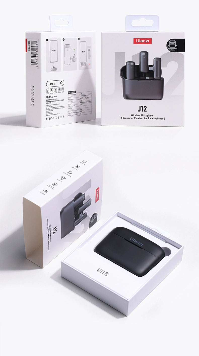 Ulanzi One-to-Two Radio Wireless Microphone Mobile Phone Recording Vlog Excellent Basket J12 Little Bee Collar Microphone