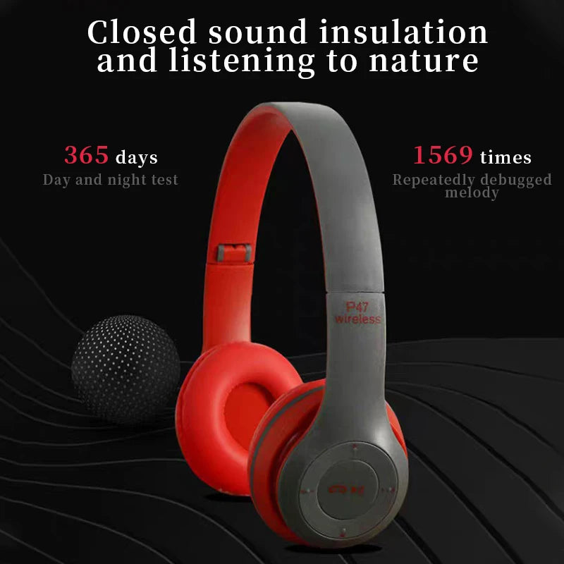 Luxury Wireless Foldable Over-ear Stereo Bluetooth Headphone Music Headset Cycling Sport Earphone Microphone Headset For Mobile