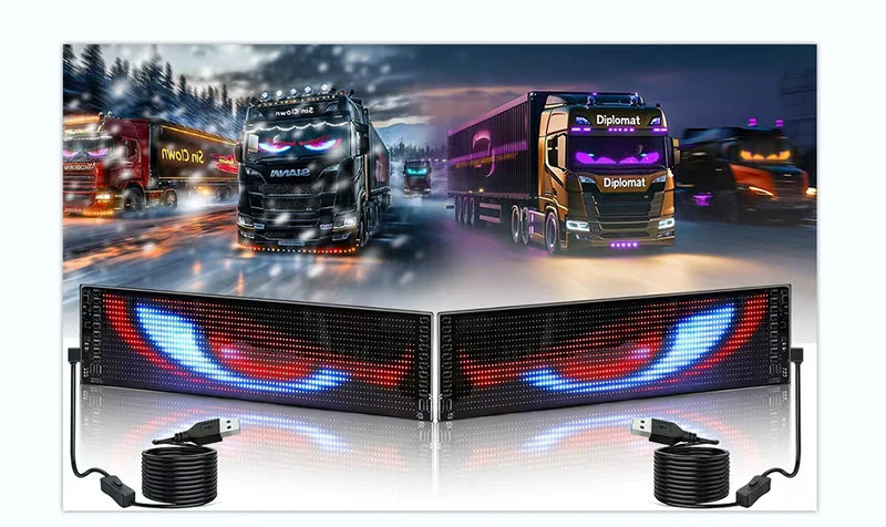 LED DIY Matrix Pixel Panel Led Display 1/2PCS Truck Eye Car Sign Animation Bluetooth App Control Programmable Flexible Screen
