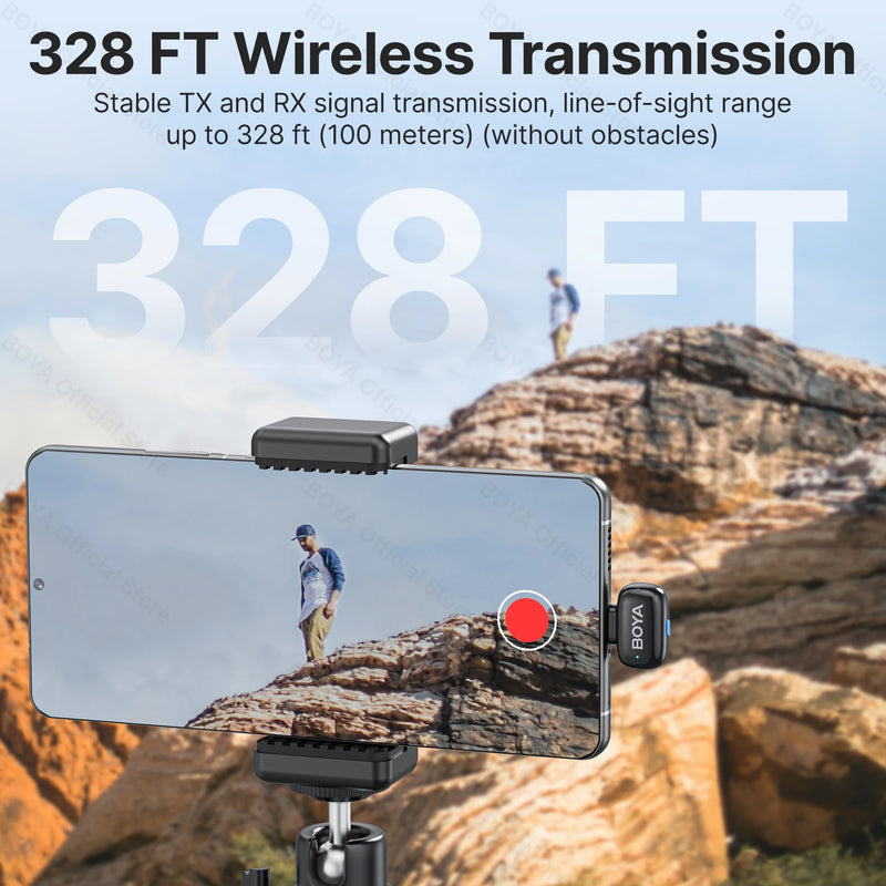 Microfone Lapela Boya Sem Fio - iPhone iPad Android Tipo-C
