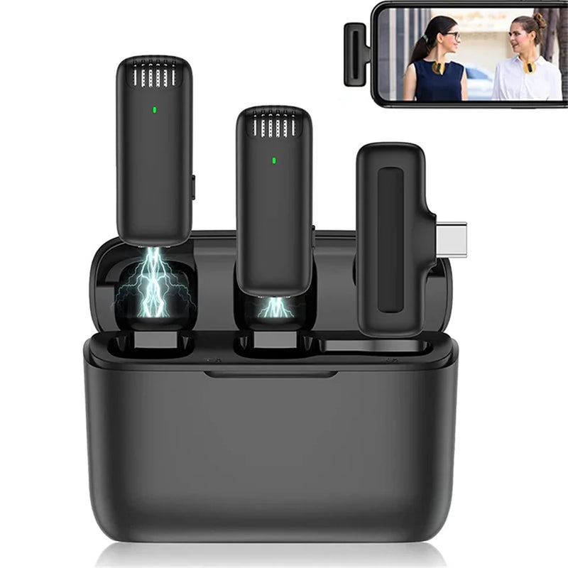 Microfone Lapela Sem Fio - Plug Play iPhone Android Tipo-C