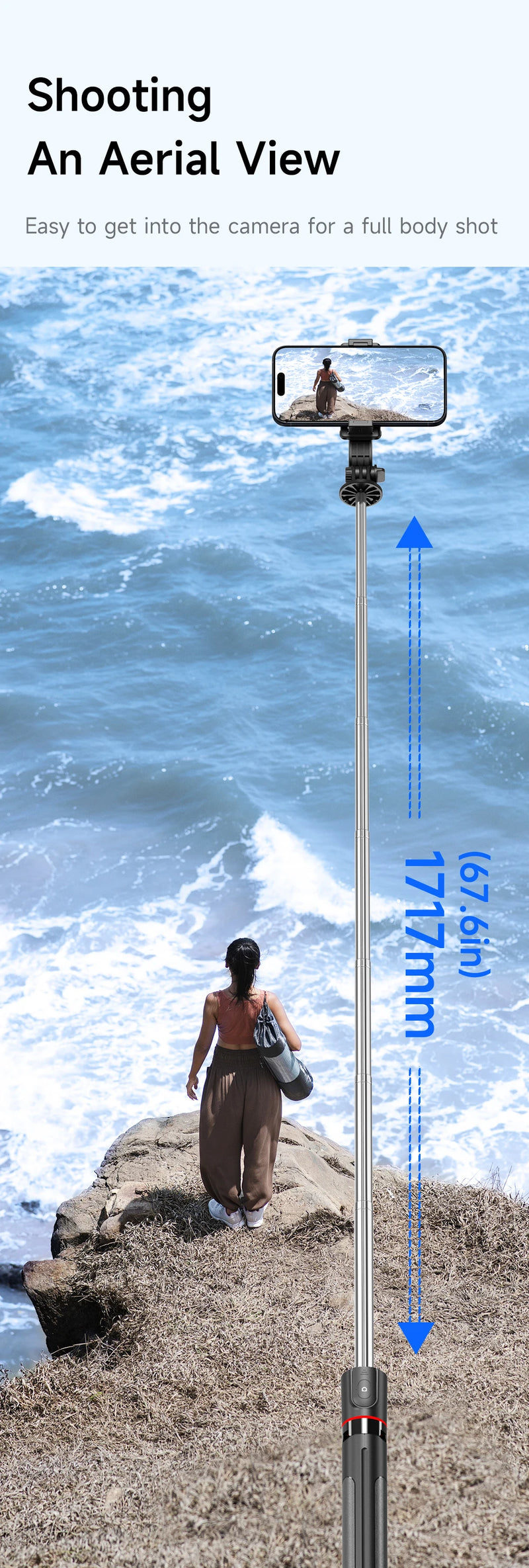 Selfie Stick F15 Bluetooth 68cm - Controle Remoto MENOR PREÇO!