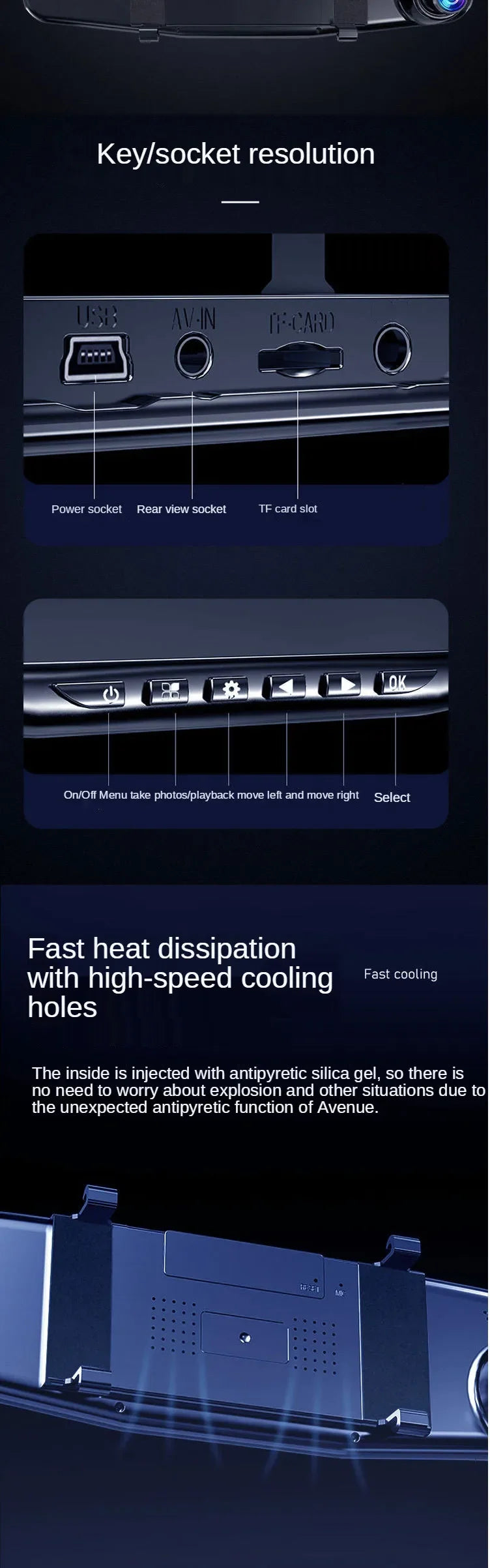 Zuidid gravador de condução carro dvr espelho retrovisor lente dupla gravador carro 1080p ips câmera dianteira e traseira registrador caixa preta novo