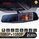 Zuidid gravador de condução carro dvr espelho retrovisor lente dupla gravador carro 1080p ips câmera dianteira e traseira registrador caixa preta novo