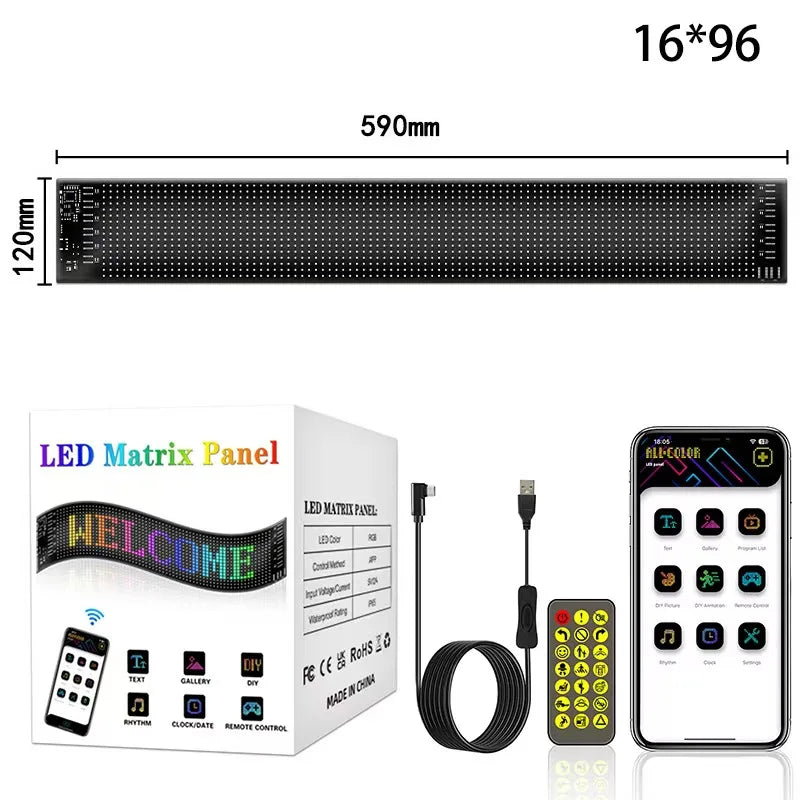ZSQHET Car Sign Bluetooth APP LED Matrix Pixel Panel Night Light DIY Programmable Flexible LED Display For Car Store Hotel Bar