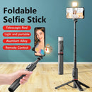 Tripé Selfie Stick com Luz LED e Bluetooth - Suporte Celular Portátil