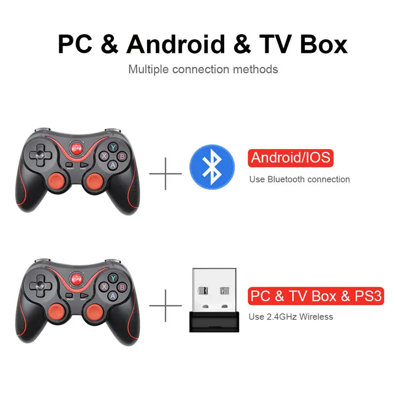 Contole gamer T3 X3 Wireless Joystick Gamepad PC Game Controller Suporte Bluetooth BT3.0 Joystick para Celular Tablet TV Box Holder