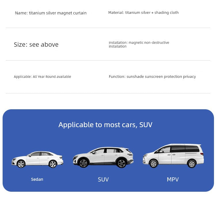 Auto Cortina Sunshade Magnetica para carro Protetor solar