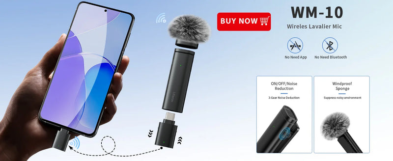 Ulanzi J12 Microfone de lapela sem fio Gravação de áudio e vídeo Mini microfone Plug Play para smartphone Android iPhone Transmissão ao vivo