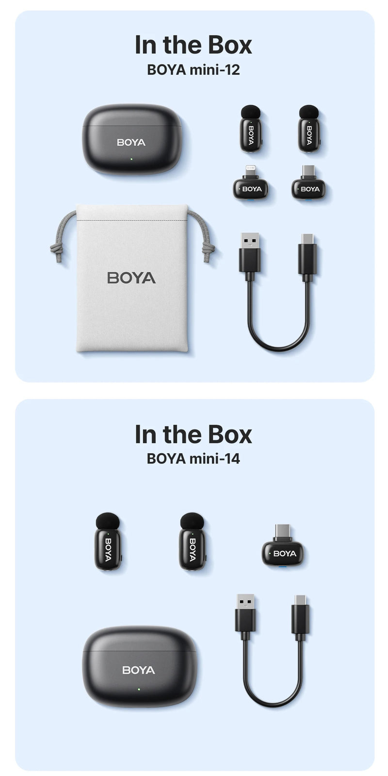 Microfone Boya iPhone 15/16 iPad Android - Sem Fio Profissional