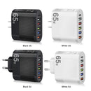Carregador rápido de telefone 65w, 6 portas usb tipo-c 5v/3.5a plugue ue/eua, leve, cabeça de carregamento para viagem em casa para iphone 14 13 12 huawei