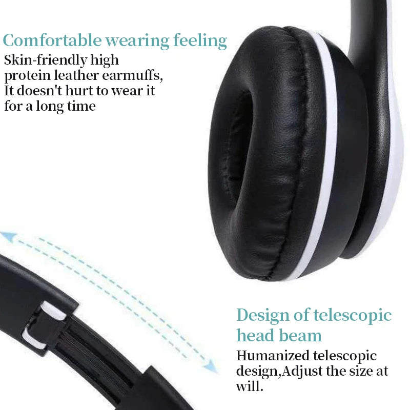 Luxury Wireless Foldable Over-ear Stereo Bluetooth Headphone Music Headset Cycling Sport Earphone Microphone Headset For Mobile