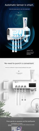 Suporte Escova de dentes esterilizador UV + dispenser para pasta