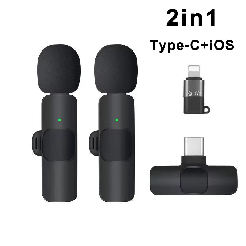Microfone de lapela sem fio mini portátil microfone de gravação de áudio e vídeo para iphone android transmissão ao vivo jogos