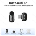 Mini Microfone de lapela sem fio BOYA com cancelamento de ruído para iPhone iPhone15-16 iPad Android Tipo C Smartphone, Câmera, YouTube Jogo Áudio ao vivo Gravação de vídeo Entrevista Vlog Transmissão sem fio 100m