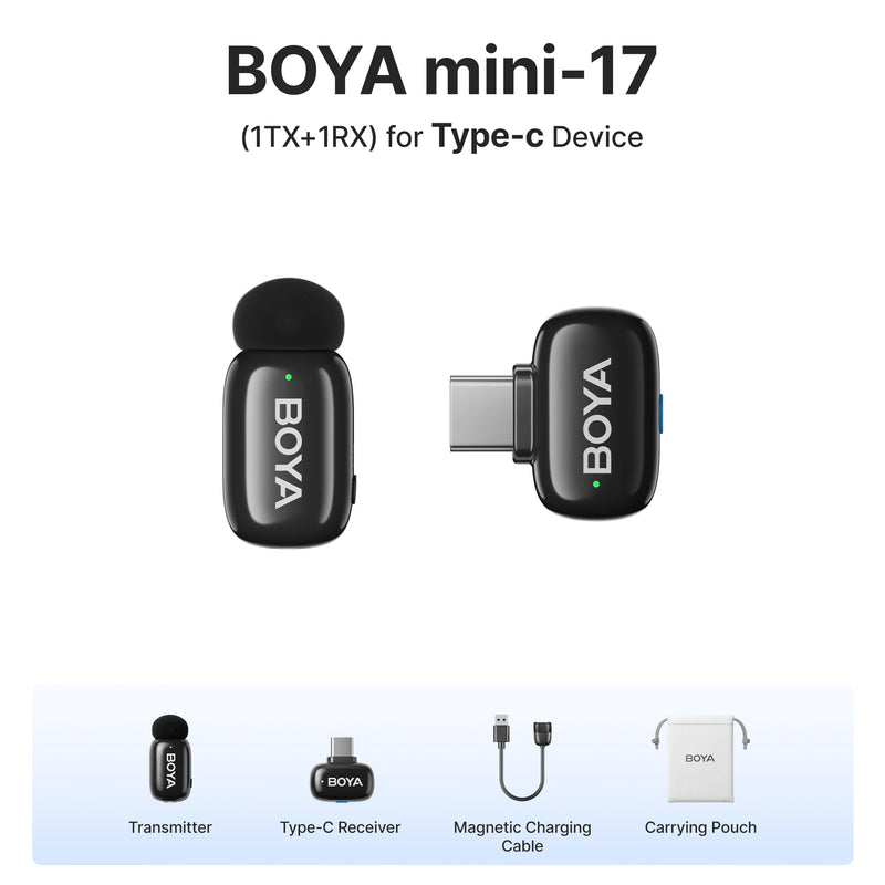Microfone Boya iPhone 15/16 iPad Android - Sem Fio Profissional