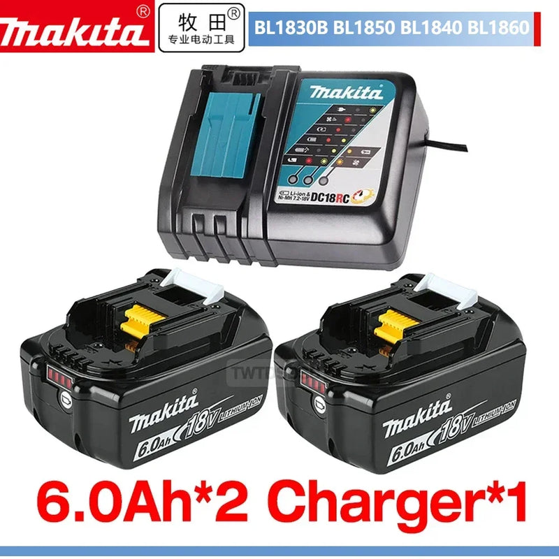 Bateria e carregador para chave de fenda Makita BL1860, BL1850B, BL1850, BL1840 e BL1830, baterias de reposição de 18 V para ferramentas elétricas. 2025