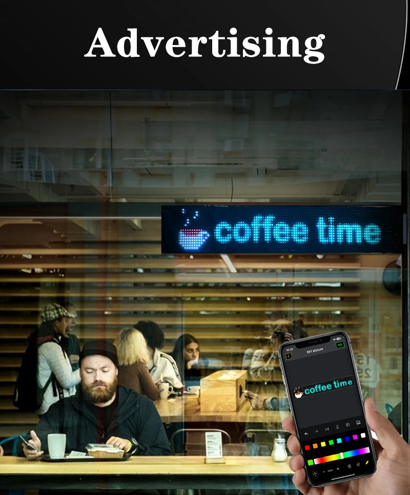 ZSQHET Car Sign Bluetooth APP LED Matrix Pixel Panel Night Light DIY Programmable Flexible LED Display For Car Store Hotel Bar