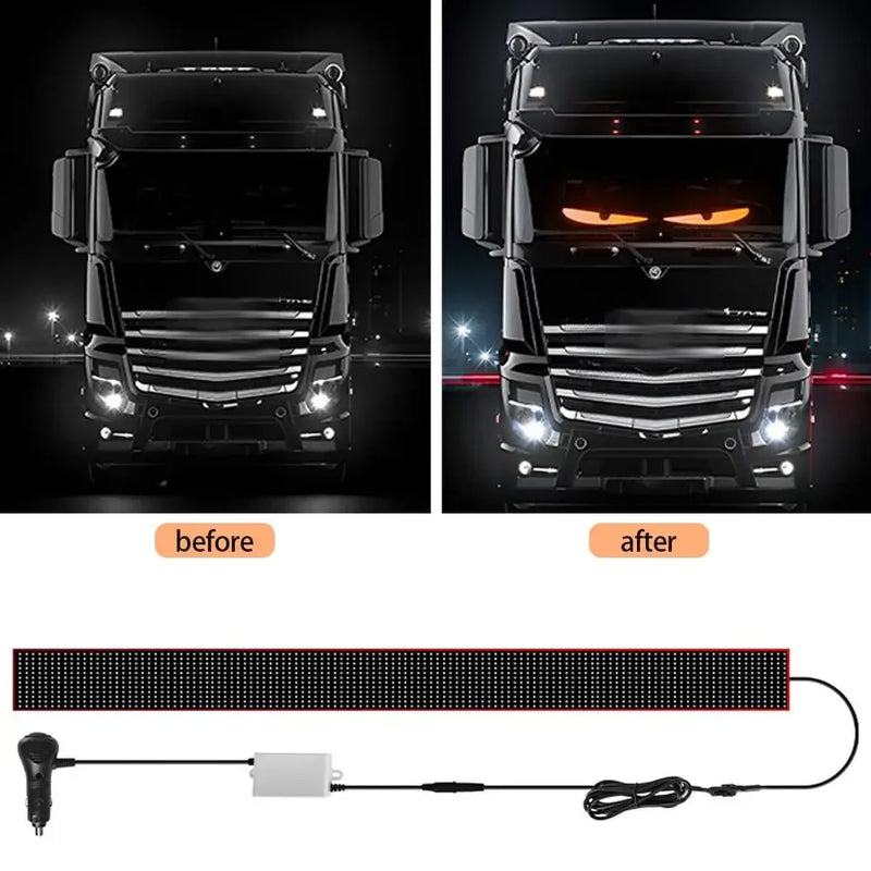 Carro caminhão pára-brisa olhos do diabo led matriz pixel painel tela macia luz animação display 12v 24v tela led luz