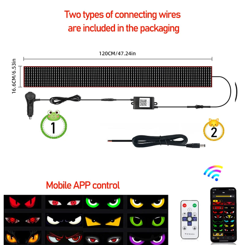 Caminhão olhos matriz pixel painel tela de exibição flexível carro graffiti rolagem texto animação loja lembrete luz grande caminhão luz