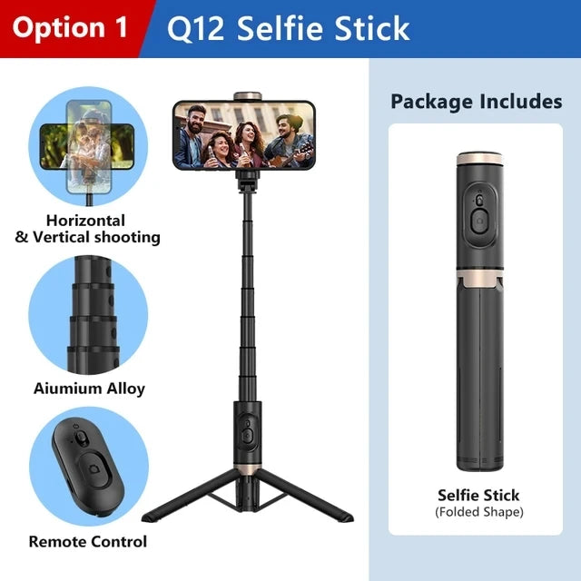 Tripé Selfie Stick com Luz LED e Bluetooth - Suporte Celular Portátil