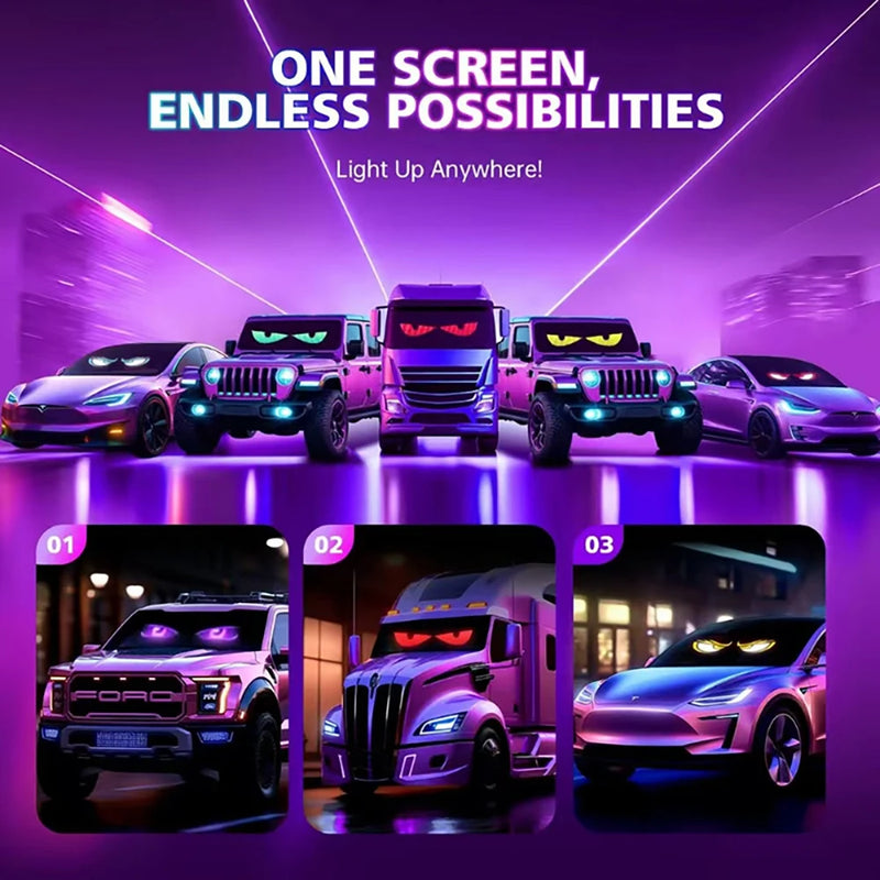 LED DIY Matrix Pixel Panel Led Display 1/2PCS Truck Eye Car Sign Animation Bluetooth App Control Programmable Flexible Screen