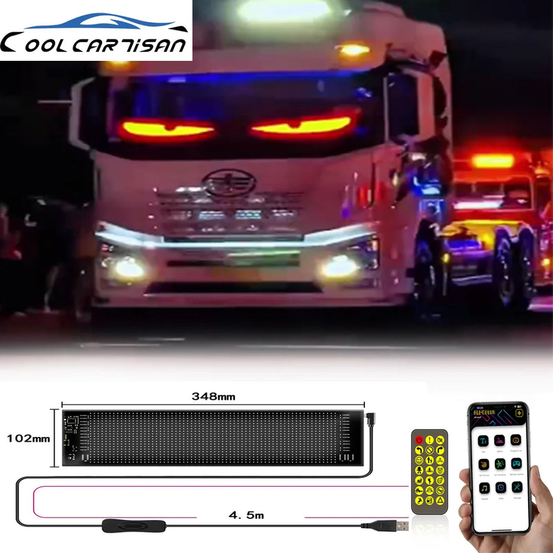 Olho digital para caminhão pára-brisa rolagem display led led engraçado olho bluetooth app controle programável sinais de exibição luz