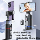 Estabilizador de telefone Rastreamento facial inteligente 360° Clipe de telefone destacável com luz de preenchimento Suporte de telefone de mesa Tripé de bastão de selfie sem fiod