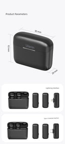 Ulanzi One-to-Two Radio Wireless Microphone Mobile Phone Recording Vlog Excellent Basket J12 Little Bee Collar Microphone