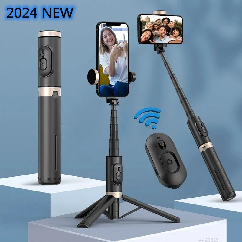 Tripé Selfie Stick com Luz LED e Bluetooth - Suporte Celular Portátil