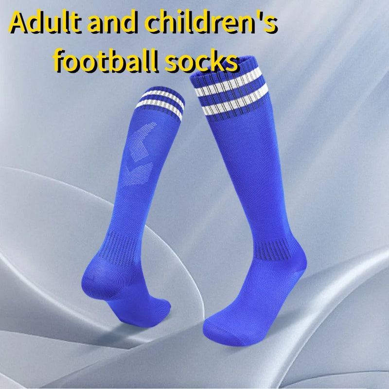 Thickened Anti-Slip Professional Soccer Football Socks for Men Long Sleeve Kids Over Knee Student Striped Sports