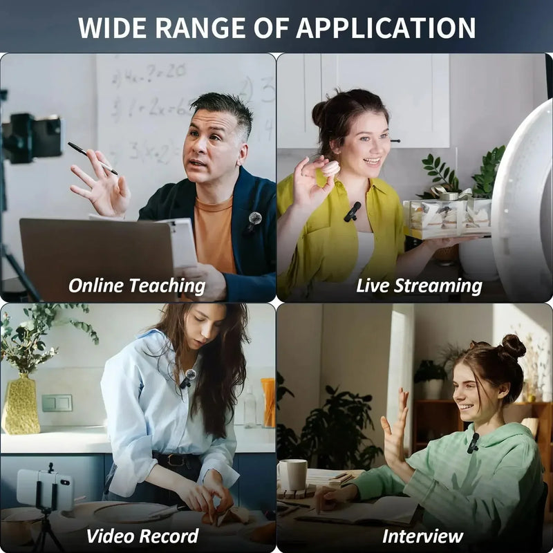 Microfone Lapela 2.4G Sem Fio - À Prova de Vento iPhone Android