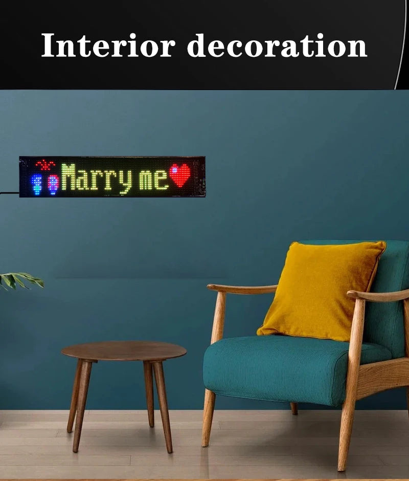 ZSQHET Car Sign Bluetooth APP LED Matrix Pixel Panel Night Light DIY Programmable Flexible LED Display For Car Store Hotel Bar