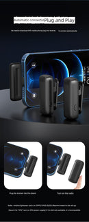 Ulanzi One-to-Two Radio Wireless Microphone Mobile Phone Recording Vlog Excellent Basket J12 Little Bee Collar Microphone