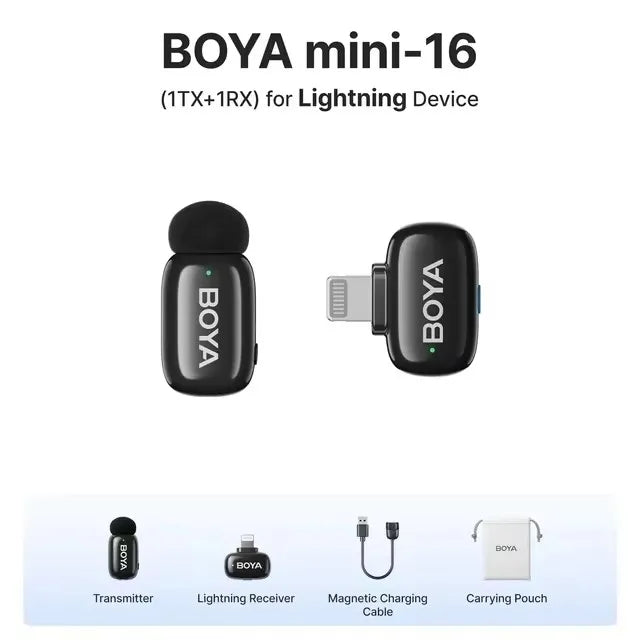 Microfone Lapela Boya Sem Fio - iPhone iPad Android Tipo-C