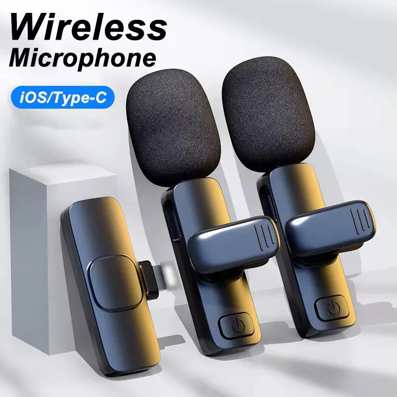 Microfone de lapela sem fio mini portátil microfone de gravação de áudio e vídeo para iphone android transmissão ao vivo jogos