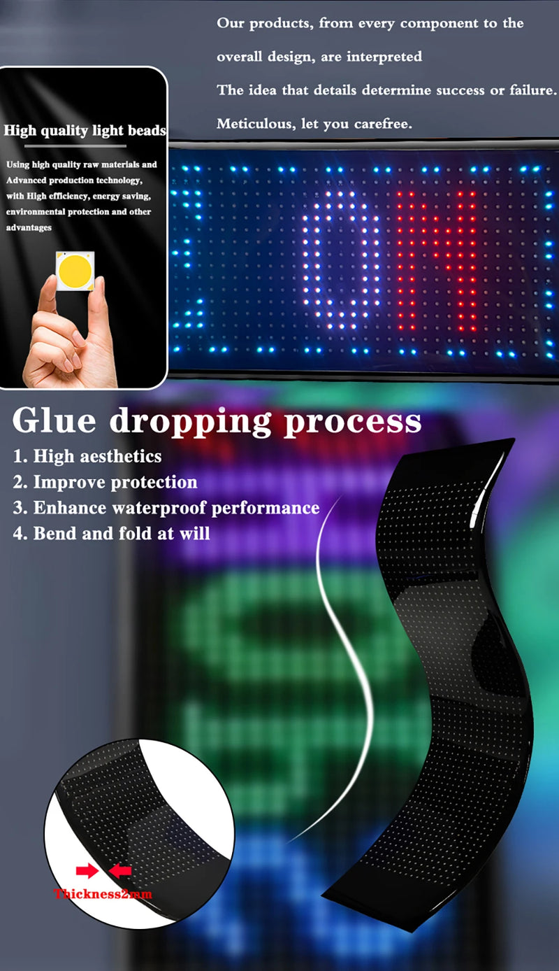 LED DIY Matrix Pixel Panel Led Display 1/2PCS Truck Eye Car Sign Animation Bluetooth App Control Programmable Flexible Screen