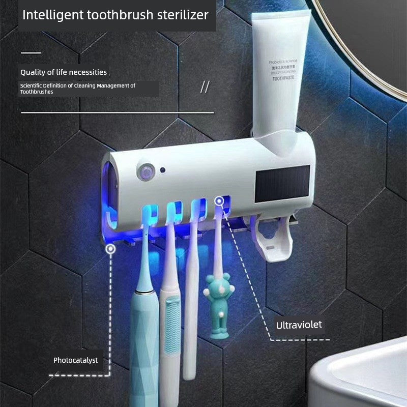 Suporte Escova de dentes esterilizador UV + dispenser para pasta