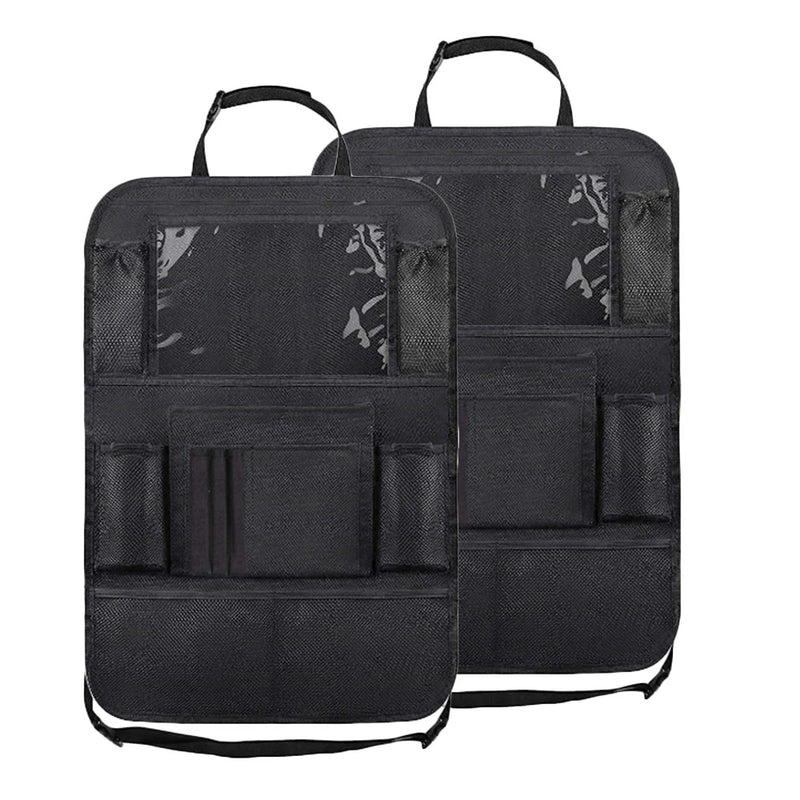 Porta Objetos -Organizador de banco traseiro de carro com suporte de mesa, 9 bolsos de armazenamento, protetores de encosto, tapetes de chute para crianças, acessórios de viagem