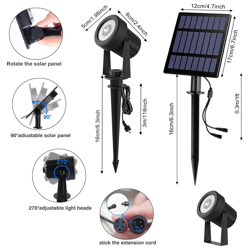 Painel Solar de Silício Policristalino Holofote LED Solar RGB Decoração de Caminho de Jardim Lâmpada de Parede Paisagens À Prova D'Água