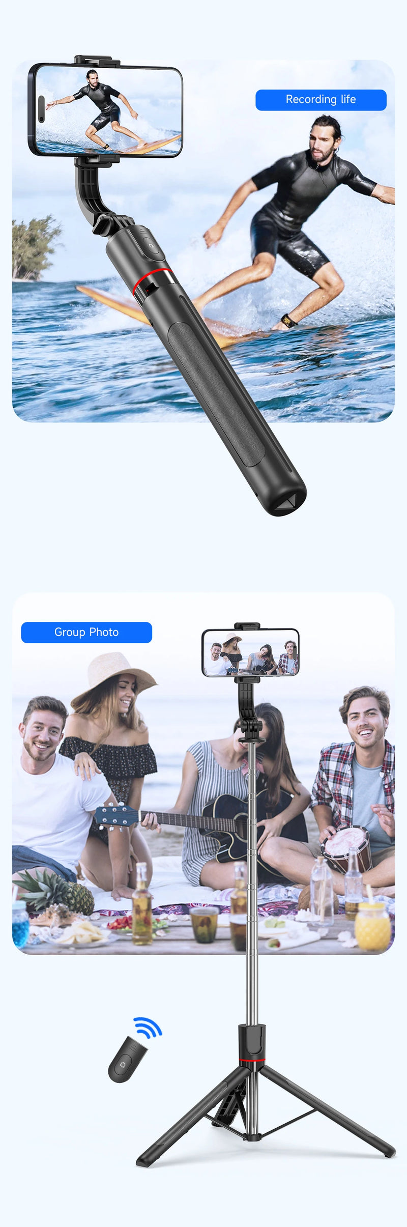 Selfie Stick F15 Bluetooth 68cm - Controle Remoto MENOR PREÇO!